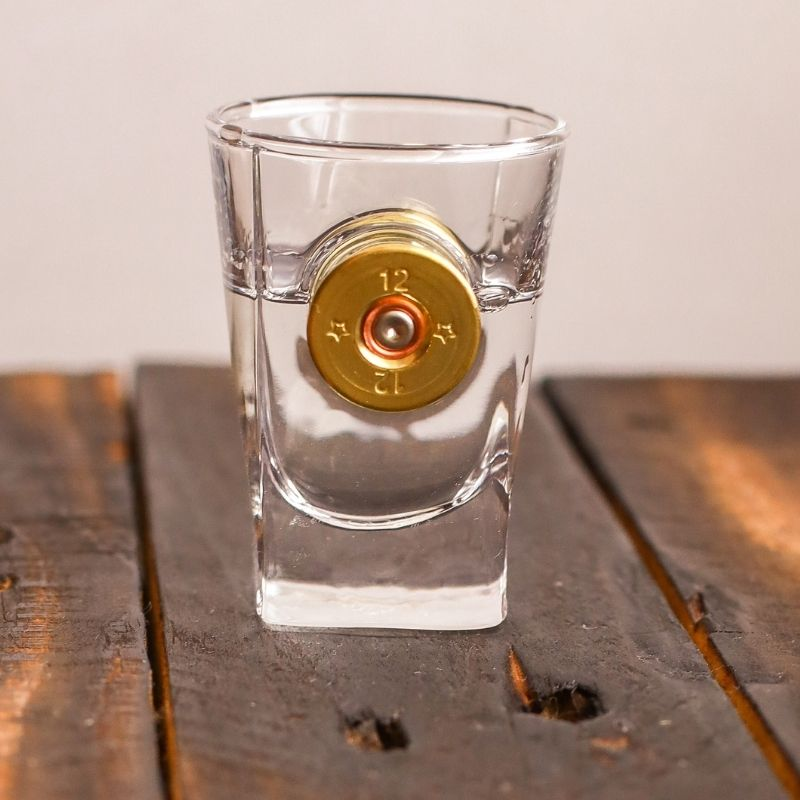 A stack with a sleeve 50 ml glass with a bullet tableware glass of the ussr gift to a man stack square pub hunter shooter sniper