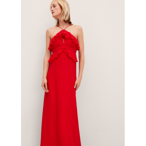 Halter-neck dress with ruffle detail