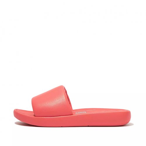 Padded Leather Slides - rosy coral 