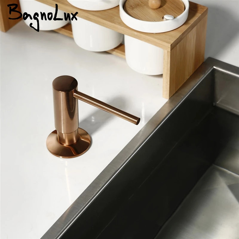 Built In Solid Brass  Soap Dispenser  Design Easy Installation - Well Built Brushed Rose Gold