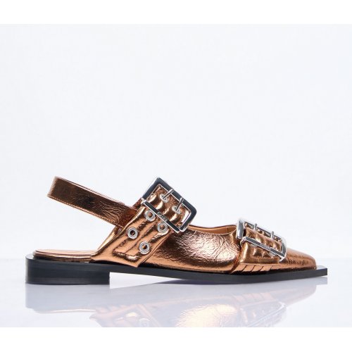 Ganni Feminine Buckle Ballerina Flats