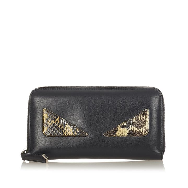 Pre owned Fendi Monster Leather Zip Wallet Pre Owned