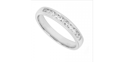 Ladies' 9ct white gold 0.25 carat diamond channel set wedding ring