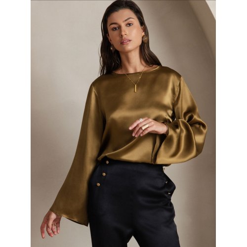 19Momme Silk Relaxed Long-sleeved Blouse 