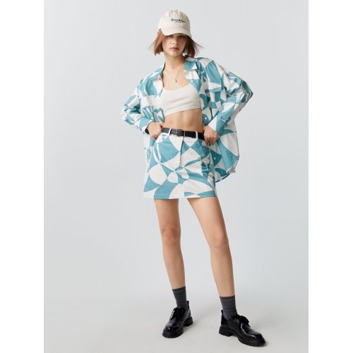 Abstract Printed Mini Skirt - Green