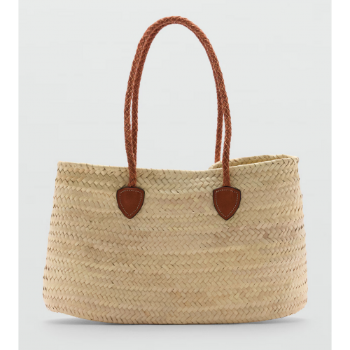 Natural fibre bag with leather handles