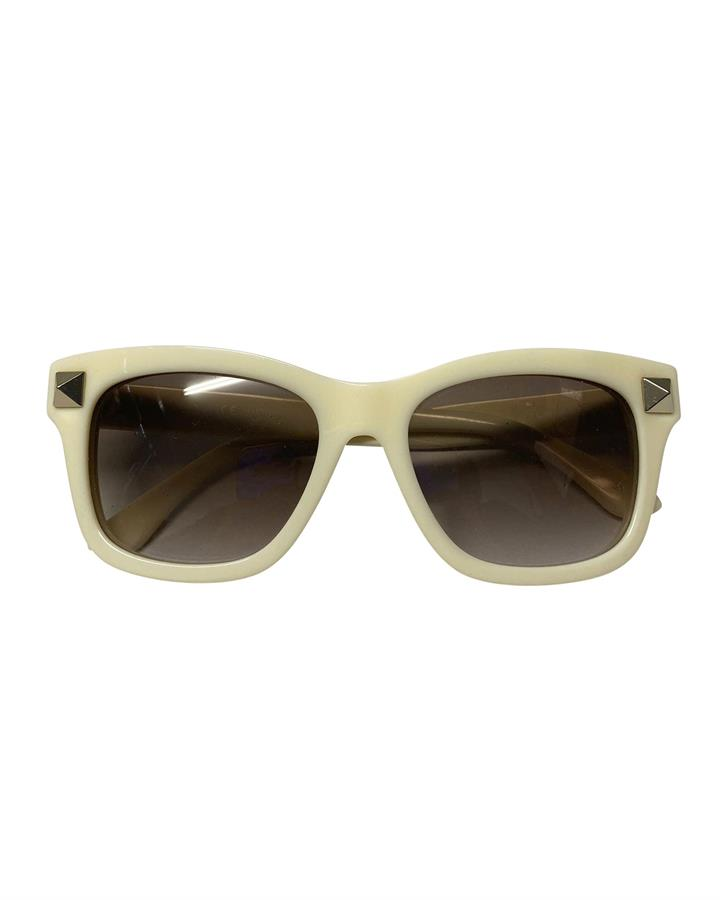 Valentino Valentino Rockstud Sunglasses In Ivory Acetate -Pre Owned