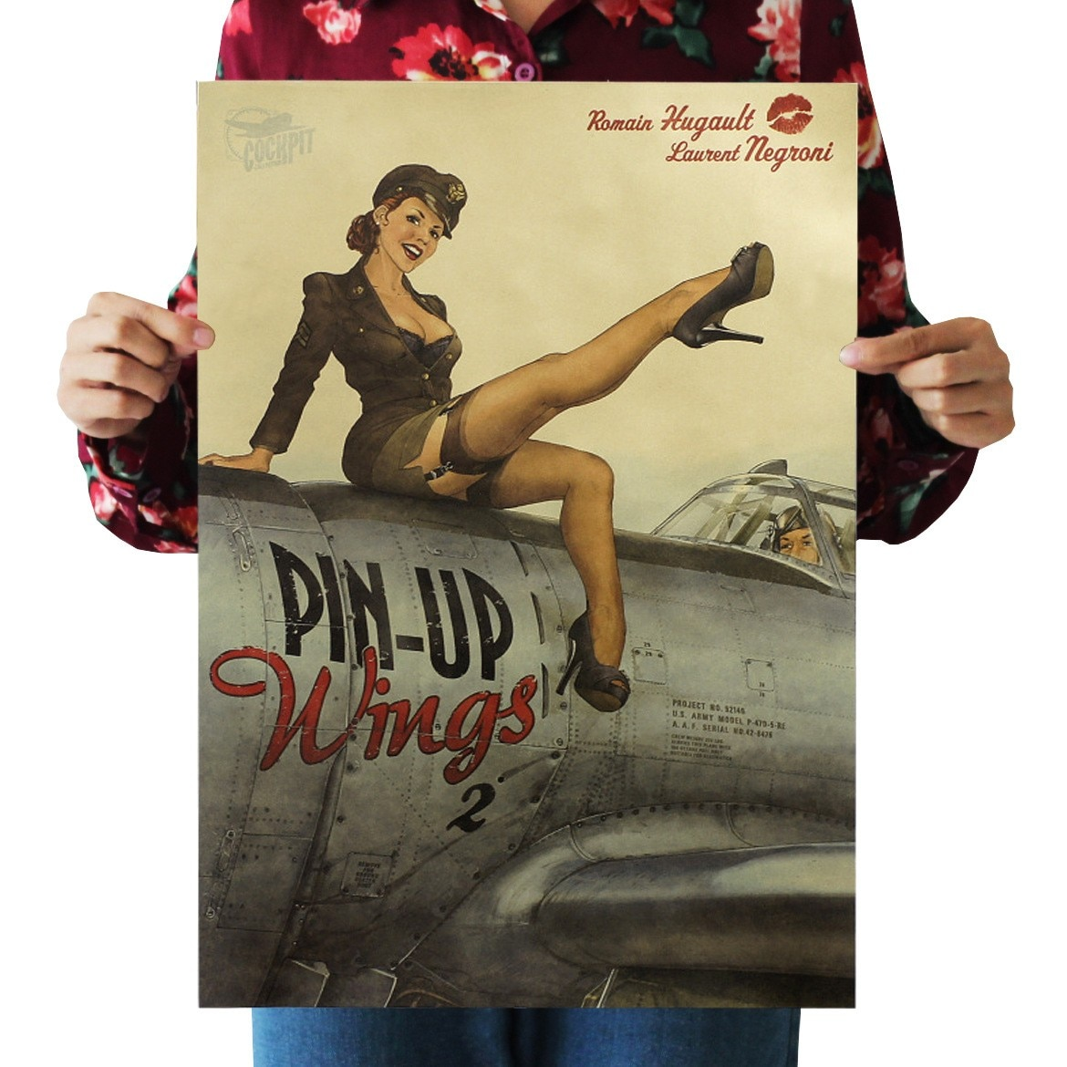 World War II sexy girl Kraft Paper Poster Home Room Decoration Painting Core 50.5x35cm