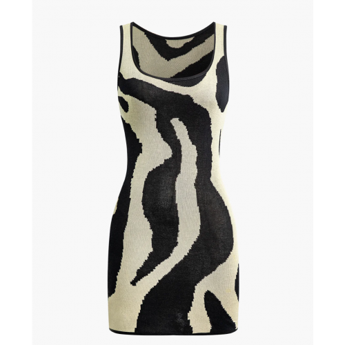 Contrast Sleeveless Knit Mini Dress 