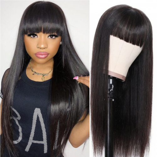 Straight Human Hair Wigs With Bang