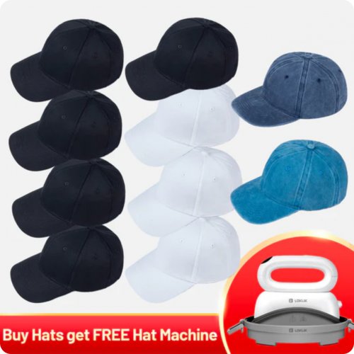 [Buy Hat get Free Hat Heat Press Machine]10 pack Baseball Cap Blanks Bundle,for school/party/office/outdoors 