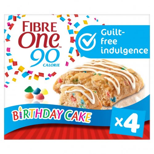 Fibre One 90 Calorie 4 Birthday Cake Squares 4 x 24g (96g)