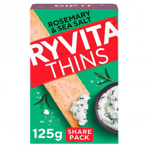 Ryvita Thins Flatbreads - Rosemary & Sea Salt 125g