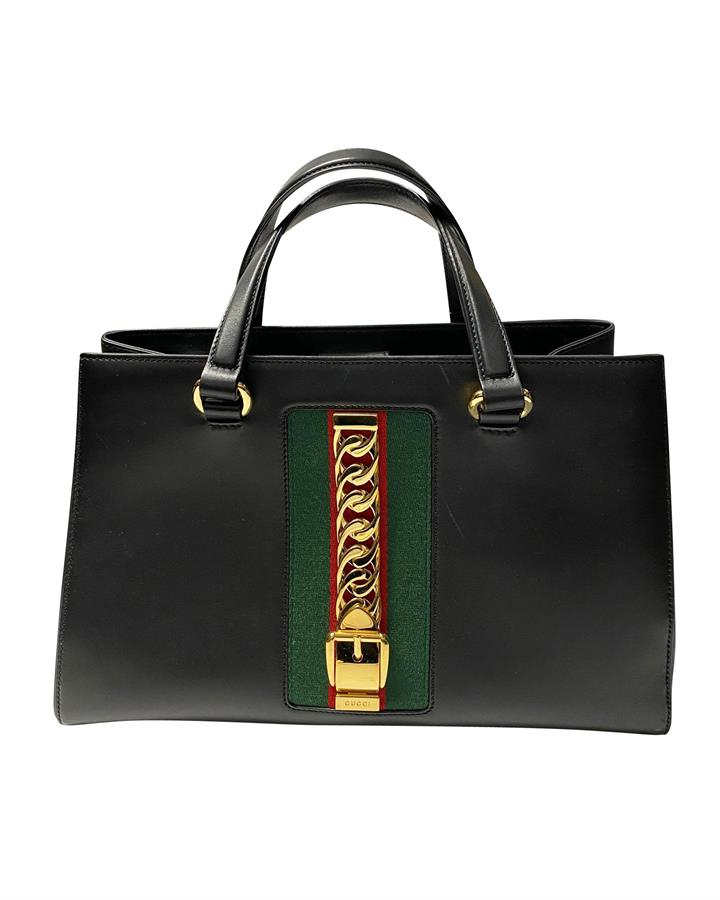 Gucci Gucci Sylvie Top Handle Bag In Black Leather -Pre Owned