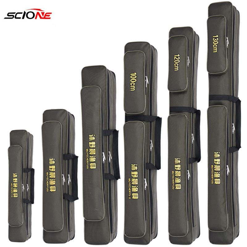 120cm/130cm 2 Layer Fishing Rod Carrier Bag Outdoor Fishing Bag Backpack Fishing Pole Tackle Storage Bag Case Waterproof  X141G