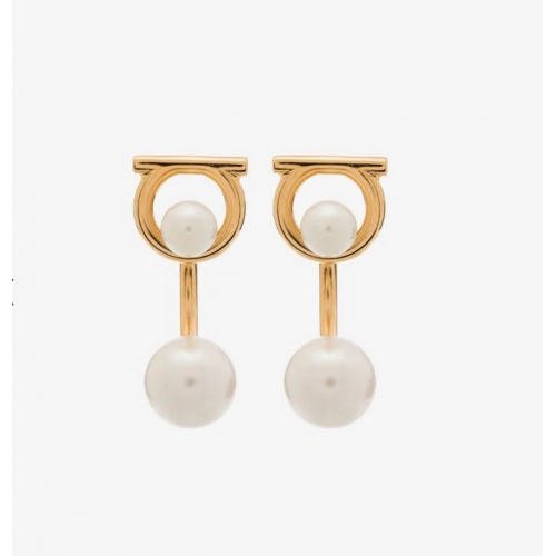 Gancini glass-pearl earrings