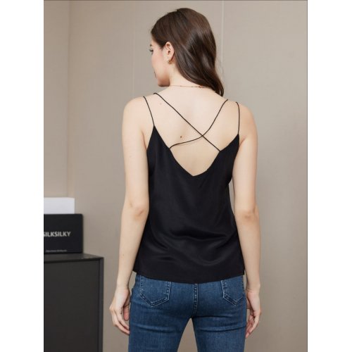 Pure Silk Casual Criss Cross Backless Camisoles 