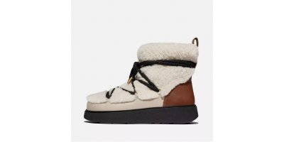 GEN-FF Curly-Shearling Crisscross-Lace Ankle Boots