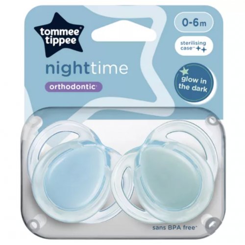 Tommee Tippee Closer to Nature Night Time 2 Orthodontic Soothers 0-6m