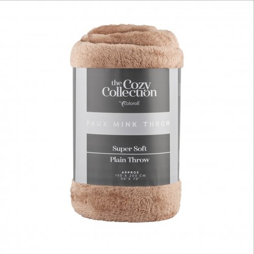 COLOROLL FAUX MINK THROW - TAUPE 150 X 200CM