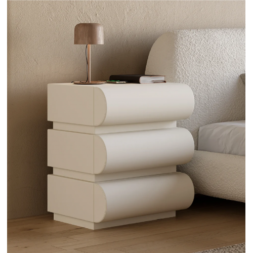 Humply Modern White Leather Smart Nightstand with Wireless Charger Drawers Bedside Table