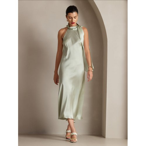 19Momme Silk Tie Neck Dress 