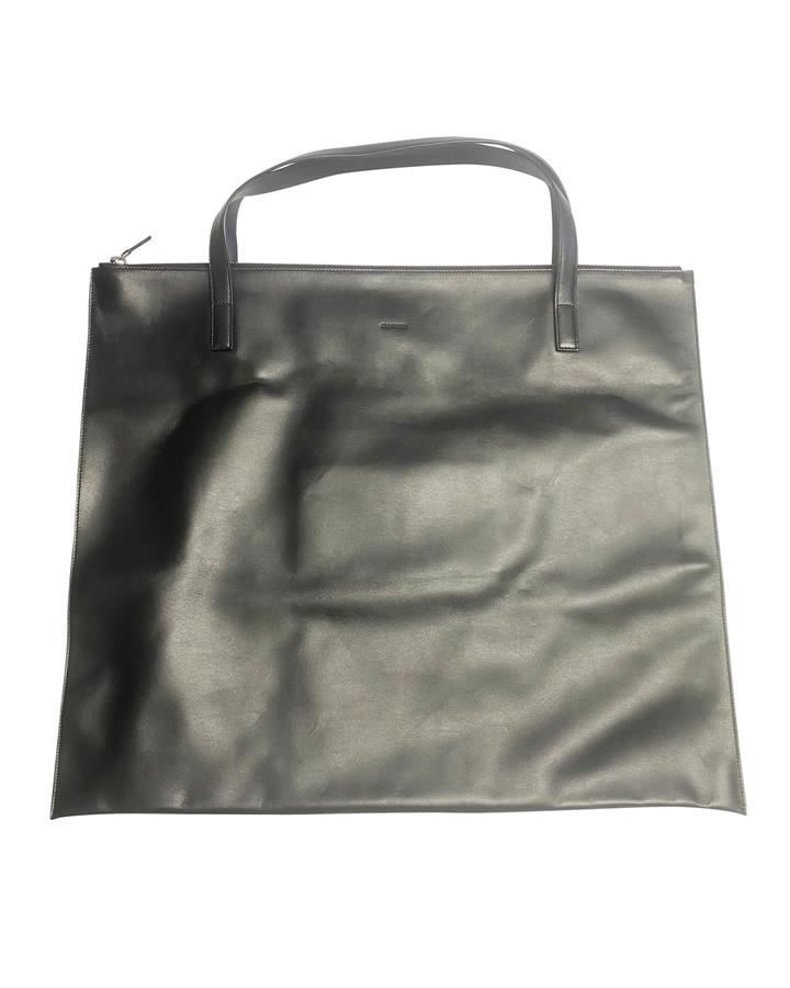 Jil Sander Jil Sander Debossed Logo Tote In Black Leather -Pre Owned