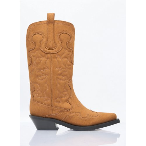 Ganni Mid Shaft Embroidered Western Boots
