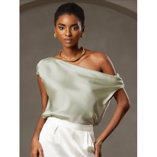 19Momme Silk Chic One-Shoulder Blouse 