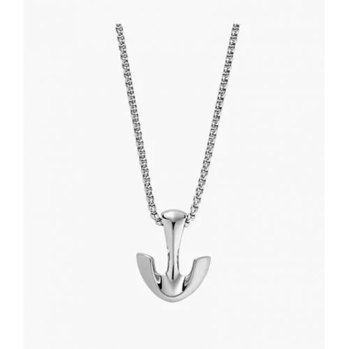 Pendler Silver-Tone Stainless Steel Anchor Pendant Necklace