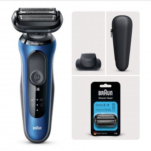 Braun Series 6 60-B1200s Electric Shaver with Head Replacement Bundle