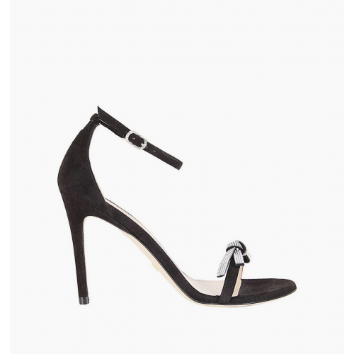 High-heeled stiletto sandals with bow