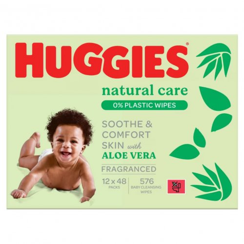 Huggies Natural Care 0% Plastic Baby Wipes 12x48 576 Wipes
