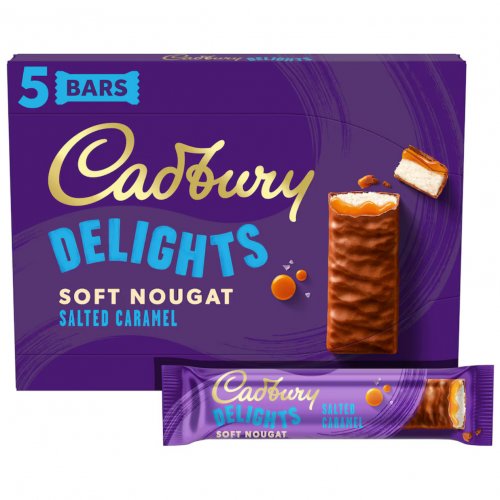 Cadbury Delights Salted Caramel Chocolate Nougat Bar 5 Pack 110g