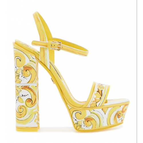  Dolce & Gabbana Sandali Platform In Pelle Lucida Maiolica 