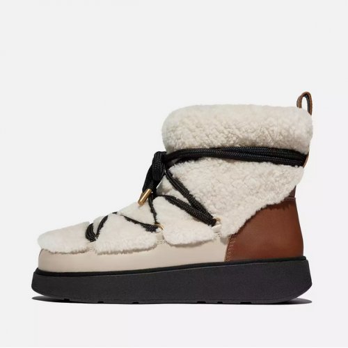 GEN-FF Curly-Shearling Crisscross-Lace Ankle Boots