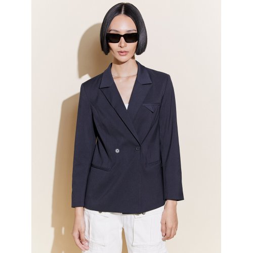 Double Breasted Oversized Blazer - Navy